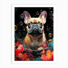 Floral Fantasy Bulldog Art Print