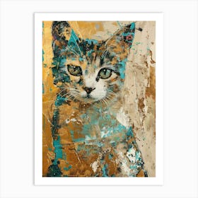 British Shorthair Cat Gold Effect Collage 1 Art Print