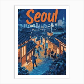 Aihrgdesign A 1970s Inspired Travel Poster For Seoul 1 Art Print