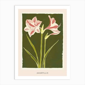 Pink & Green Amaryllis 1 Flower Poster Art Print