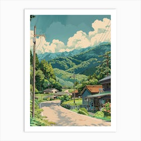 Tohoku Region Japan 2 Retro Illustration Art Print