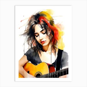 Acoustic Guitar and Girl Art Print