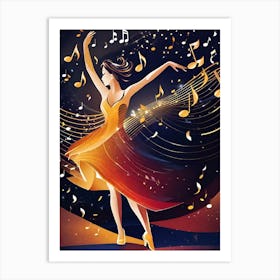 Dancer With Music Notes 1 Art Print