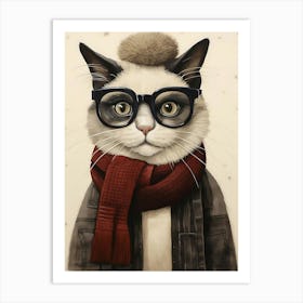 Ragdoll Cat With Glasses Art Print