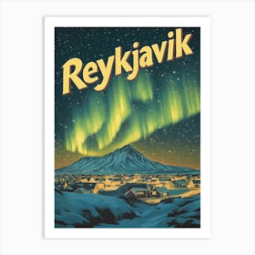 Aihrgdesign A 1970s Inspired Travel Poster For Reykjavik 1 Art Print