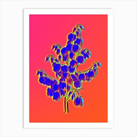 Neon Aloe Yucca Botanical in Hot Pink and Electric Blue Art Print