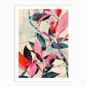 Pink Leaves 4 Art Print