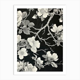 Great Japan Hokusai Black And White Flowers 14 Art Print