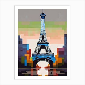 Pixel Eiffel Tower Art Print