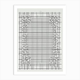 Abstract Minimalist Grid with Broken Lines - Black and White Design Art Print