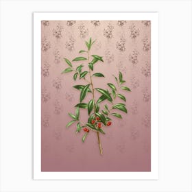 Vintage Alabama Dahoon Botanical on Dusty Pink Pattern Art Print
