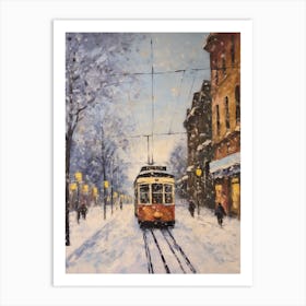 Vintage Winter Painting Frankfurt Germany 1 Art Print