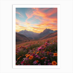 Sunset In The Mountains 40 Art Print