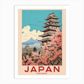 Gifu Castle, Visit Japan Vintage Travel Art 2 Art Print