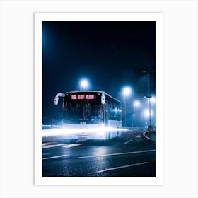 Bus Gasoline Urban Move Background Black Modern Europa Car Twilight Light Lamp Life Obs (8) Art Print