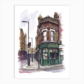 Newham London Borough   Street Watercolour 1 Art Print