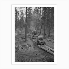Grant County, Oregon, Malheur National Forest, Caterpillar Tractors Snaking Logs To The Place Where They Are Loaded Ont Art Print