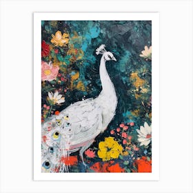 White Peacock Painting 1 Art Print