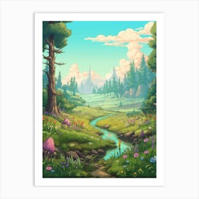 Meadow Landscape Pixel Art 3 Art Print