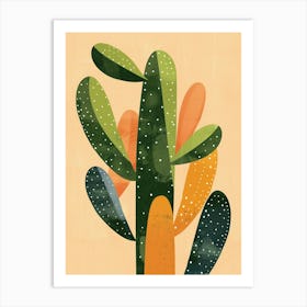 Rat Tail Cactus Minimalist Abstract Illustration 8 Art Print