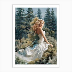 Collage Art of Beautiful Woman in The Alps Forest #6 Art Print