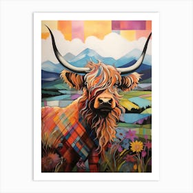 Patchwork Illustration Of A Highland Cow 3 Art Print