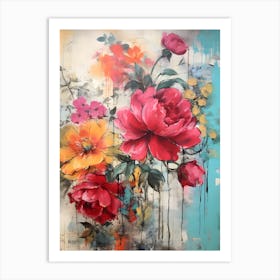 Vintage Bright Flowers 13 Art Print