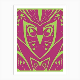 Abstract Owl Pink And Lime Green 1 Art Print