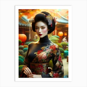 Japan Traditional Geisha Illustration By Ad 145 Art Print