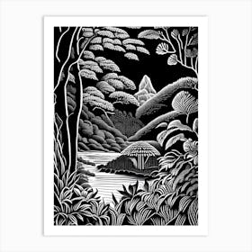 Ganna Walska Lotusland, Usa Linocut Black And White Vintage Art Print