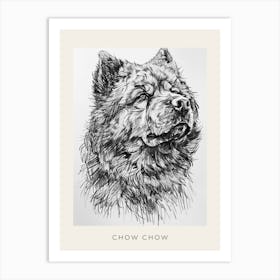 Chow Chow Dog Line Sketch 1 Poster Art Print