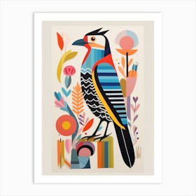 Colourful Scandi Bird Crested Caracara 2 Art Print