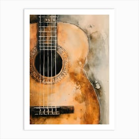 Watercolor Guitar Painting 2 Art Print