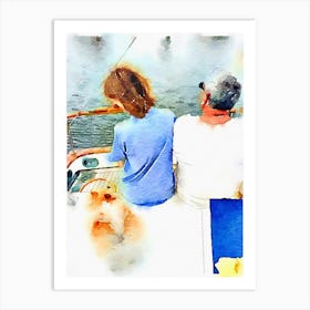 Two People On A Boat Art Print