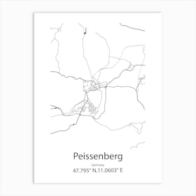 Peissenberg,Germany Minimalist Map Art Print