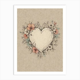 Heart With Flowers Art Print