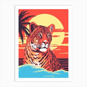 Leopard At Sunset Colour Pop Art Print