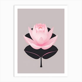 A Pink Lotus In Minimalist Style Vertical Composition 63 Art Print