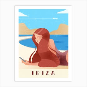 Ibiza, Spain - Boho Retro travel poster Art Print