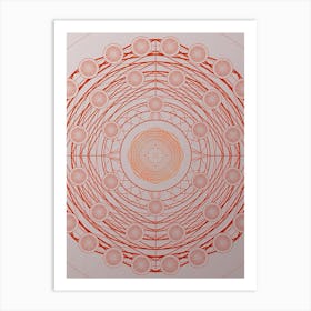 Geometric Abstract Glyph Circle Array in Tomato Red n.0122 Art Print