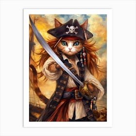 Cat Pirates of the Caribbean Art Print