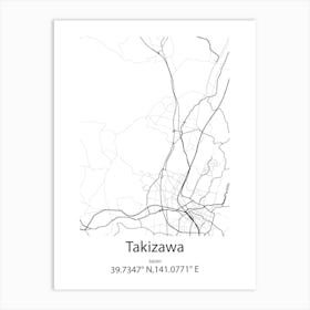 Takizawa,Japan Minimalist Map Poster