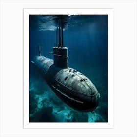 Submarine In The Ocean-Reimagined 17 Art Print