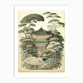 Katsura Imperial Villa, Japan Vintage Botanical Art Print