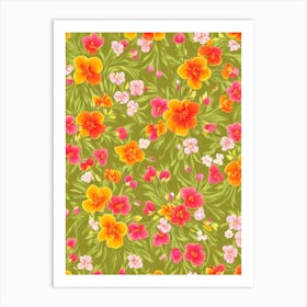 Freesia Repeat Retro Flower Art Print