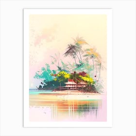 Phu Quoc Island Vietnam Watercolour Pastel Tropical Destination Art Print