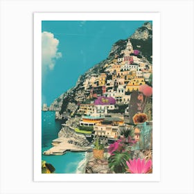 Amalfi Italy   Retro Collage Style 4 Art Print