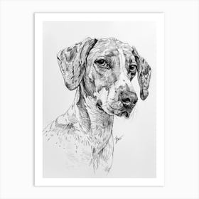 English Foxhound Dog Line Sketch 4 Art Print