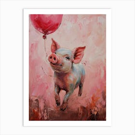 Cute Pig 1 With Balloon Art Print