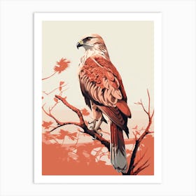 Minimalist Red Tailed Hawk 3 Illustration Art Print